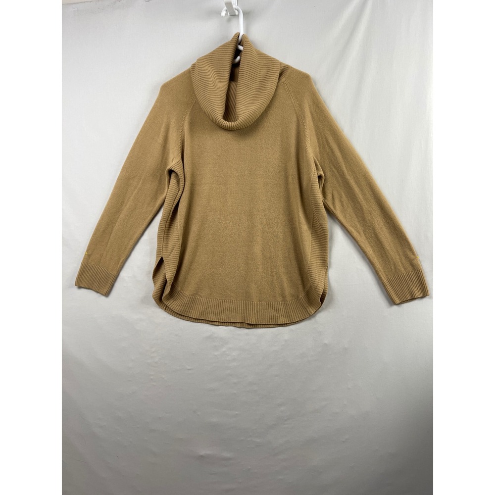 Croft & Barrow Cowl Neck Sweater Women XL Tan Excellent Ribbed High-Low Pullover
